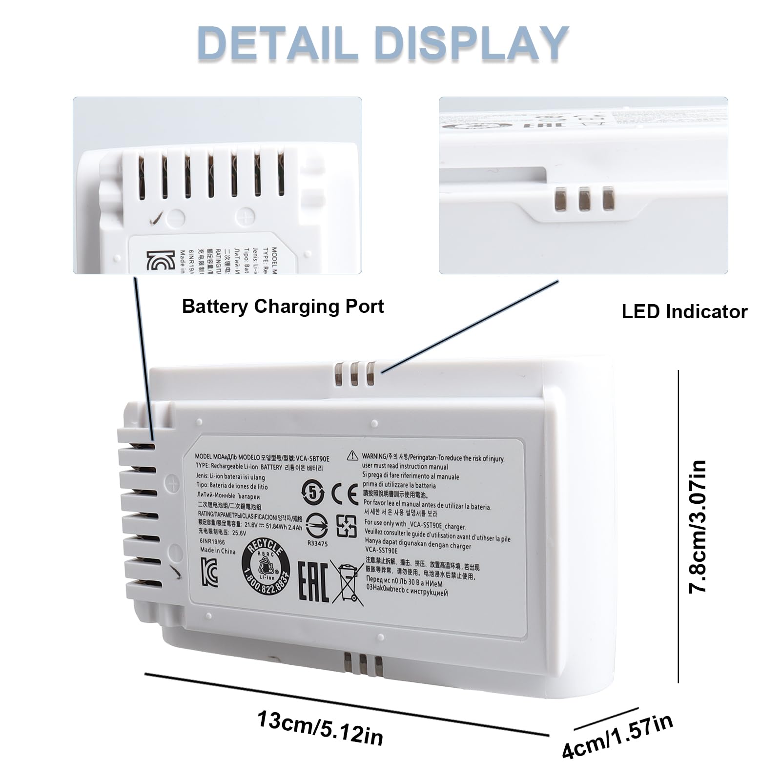 Batterie de Remplacement MXJFYY 21,6 V 3000 mAh pour aspirateur sans Fil Samsung JET70 VS15T7032P4, Batterie Li-ION Compatible avec Le modèle VCA-SBT90E