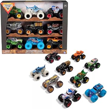Monster Jam 164 Scale Die-Cast Monster Truck Collection 9-Pack Exclusive Set with Grave Digger, Megalodon, El Toro Loco & More Official Spin Master Toys