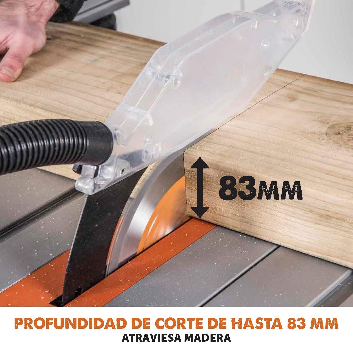 EVOLUTION POWER TOOLS 057-0003 Sierra de mesa multimaterial Rage 5-S, 1500 W, 230 V, 255 mm