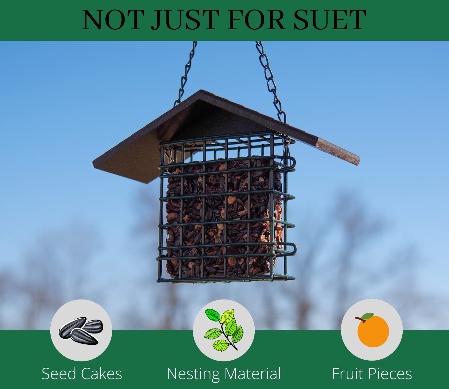JCs Wildlife Single Suet Käfig Vogelfutterhaus mit Poly-Holzdach - hält Suet, - Bild 15 von 24