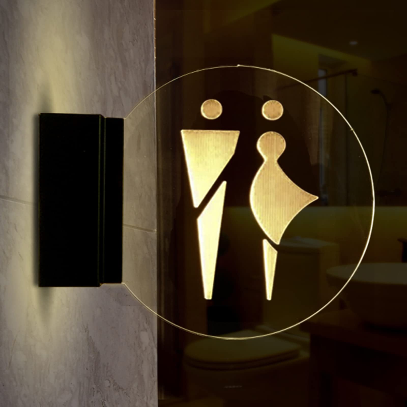 vrfvsdasAAS LED restroom sign, LED, 10 Inch Acrylic Lighting Sign, with Metal Base, for Bathroom Lounge, Public Restrooms Service