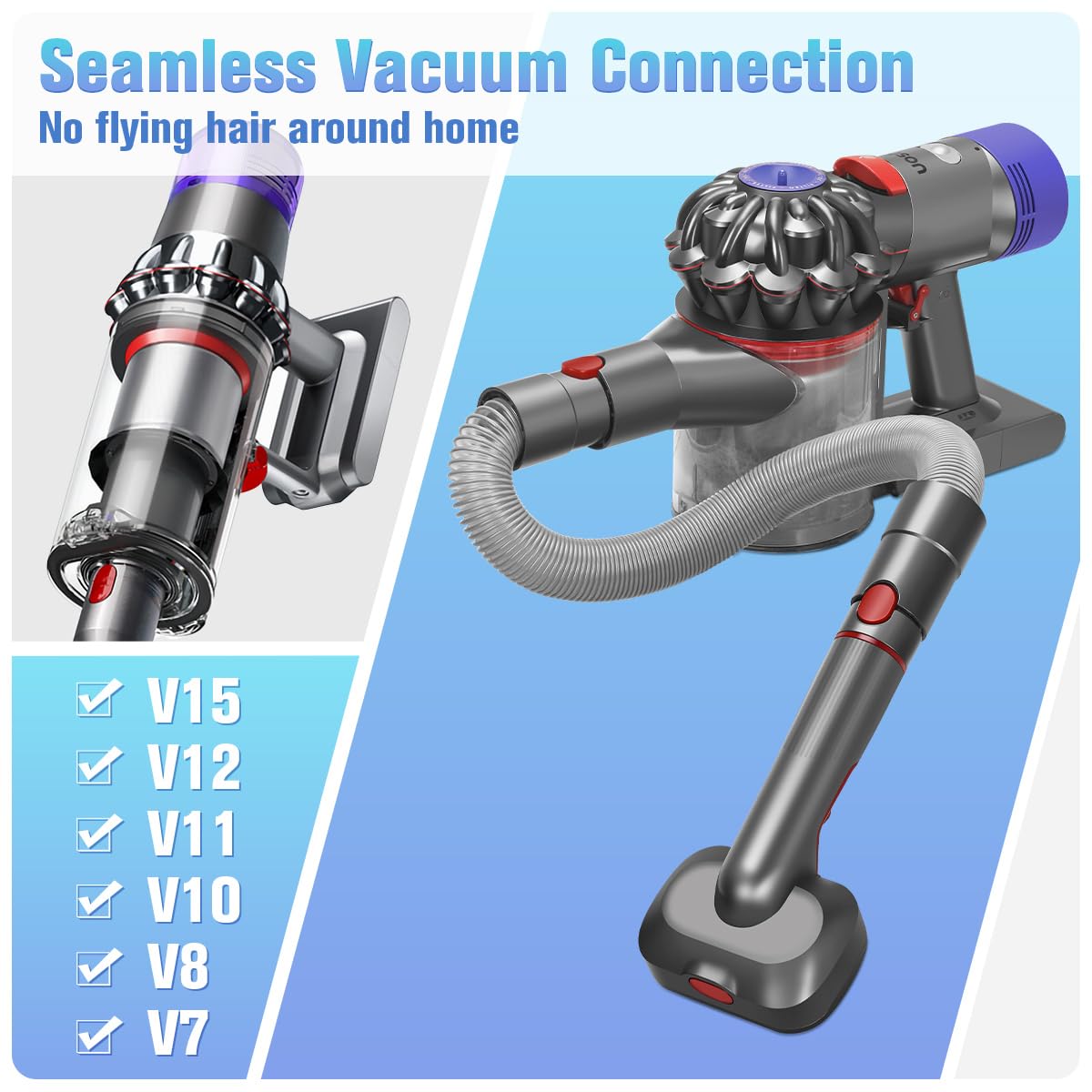 3 en 1 Cepillo Aspirador para Perro y Gatos Compatible con Dyson V7 V8 V10 V11 V12 V15