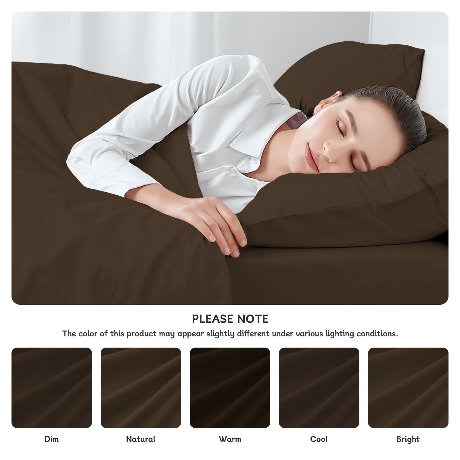 Federe Cuscini Letto Matrimoniale Cotone 50x70 cm 2 PCS, Set 2 Federe Certificato Oeko-TEX in Premium Cotone 110GSM, Morbida e Traspirante, Ipoallergenica -Marrone Chiaro