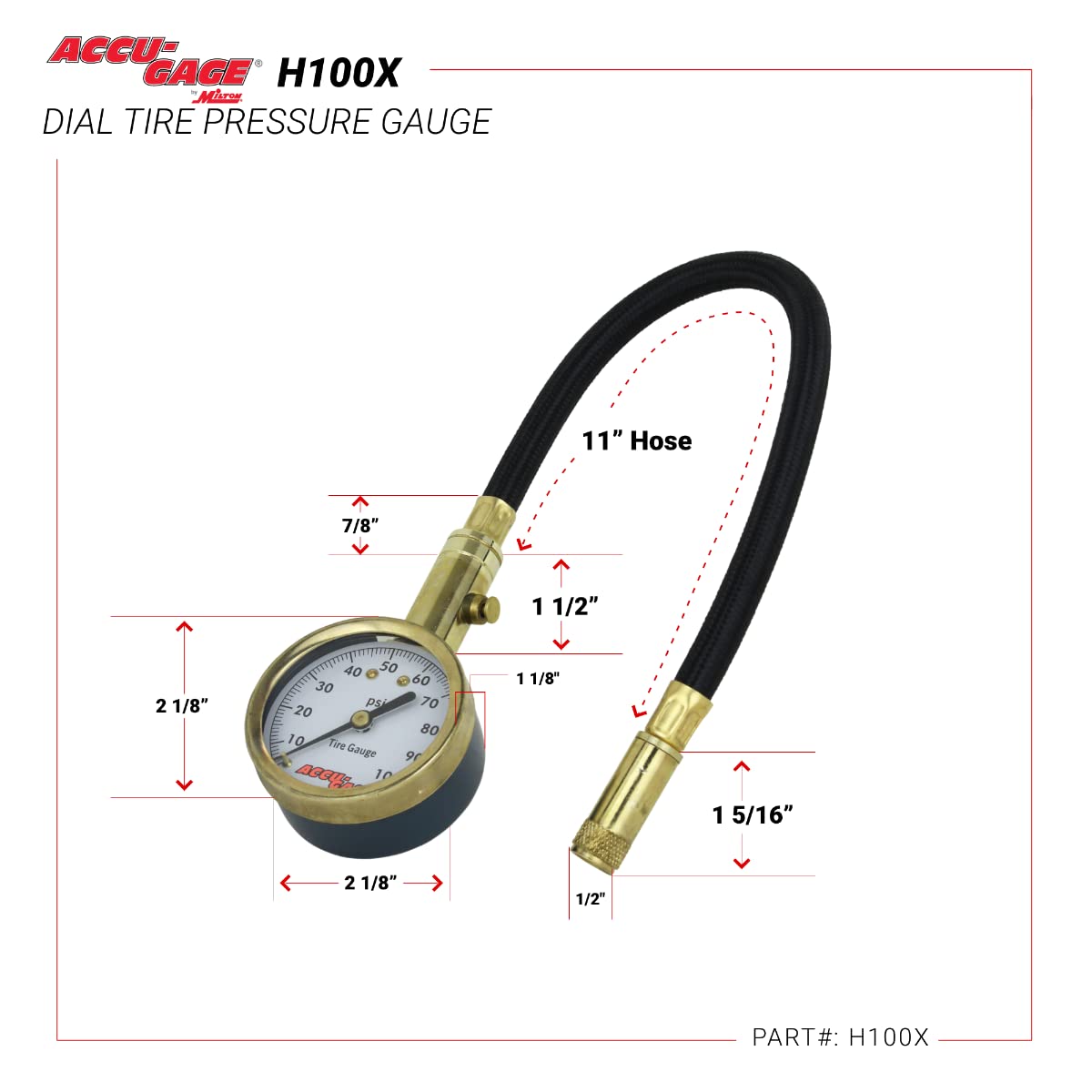 Accu-Gage H100X PSI - Medidor de neumáticos