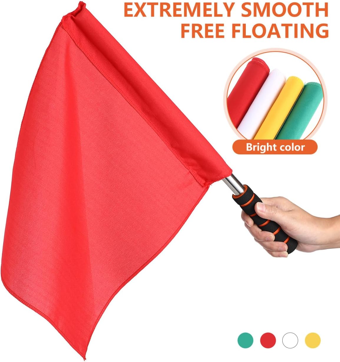 HANABASS Referee Flag Set with Stainless Steel Poles and Sponge Handles High Visibility Hand Signal Flags 17.7X14.2In for Soccer Track Volleyball Officiating - Image 3