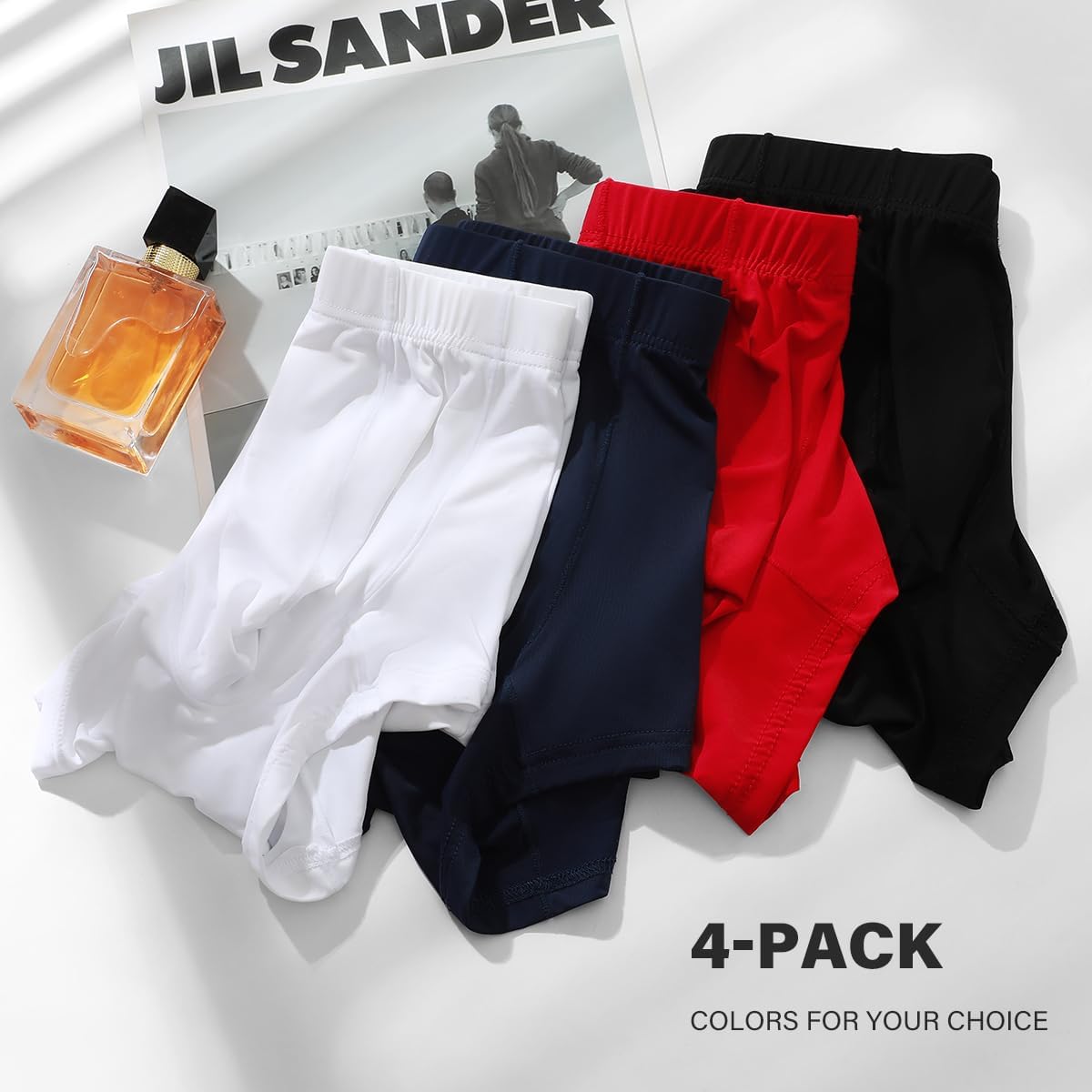 Arjen Kroos Men's Boxer Briefs, Sexy Silky Breathable Ice Silk Mens Trunks Underwear, Underwear for Men 4 Pack - Image 5