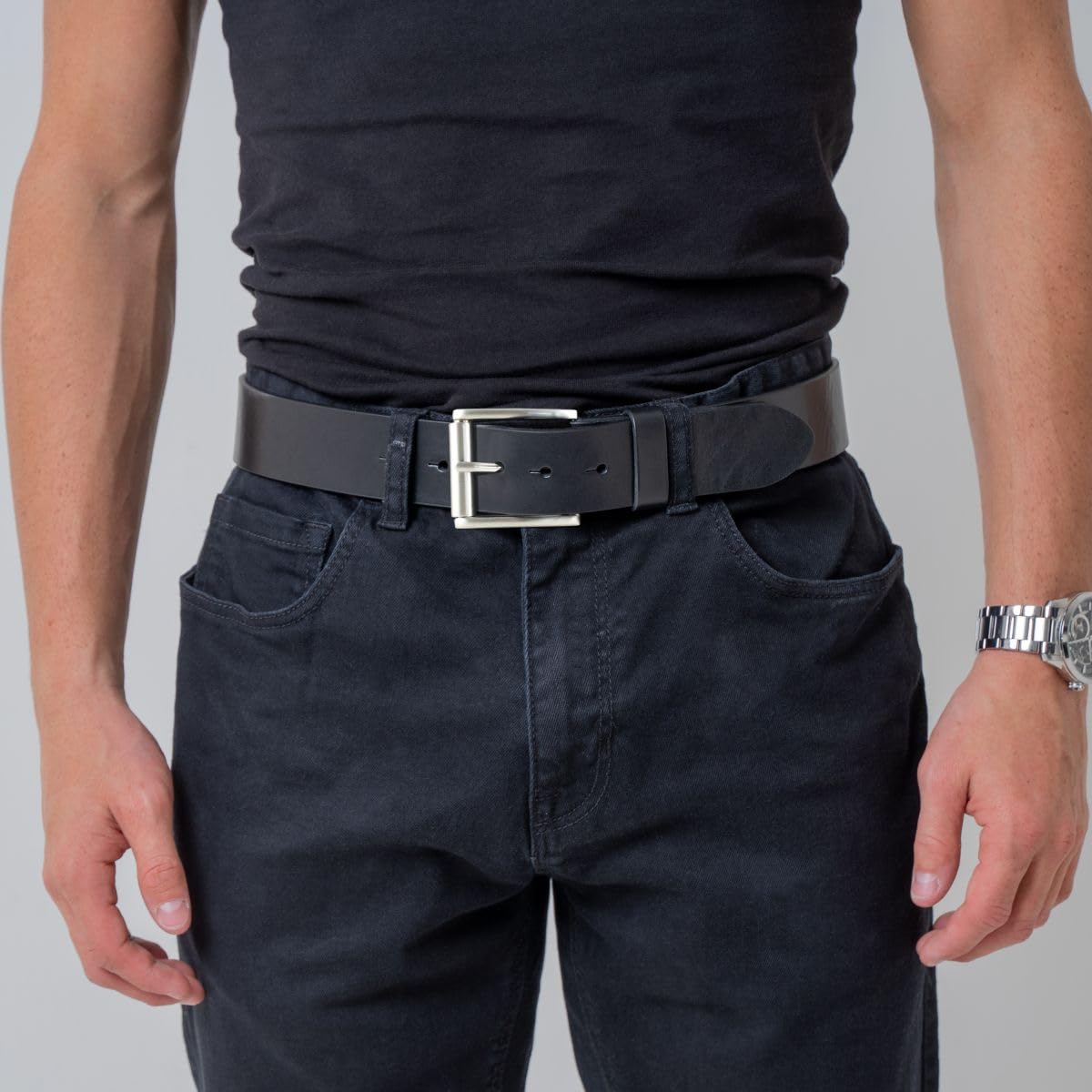 BELTINGER Jeans-Gürtel mit Rollenschnalle aus Vollrindleder 4 cm | Hochwertiger Leder-Gürtel für Herren 40mm | Herren-Gürtel made in Italy