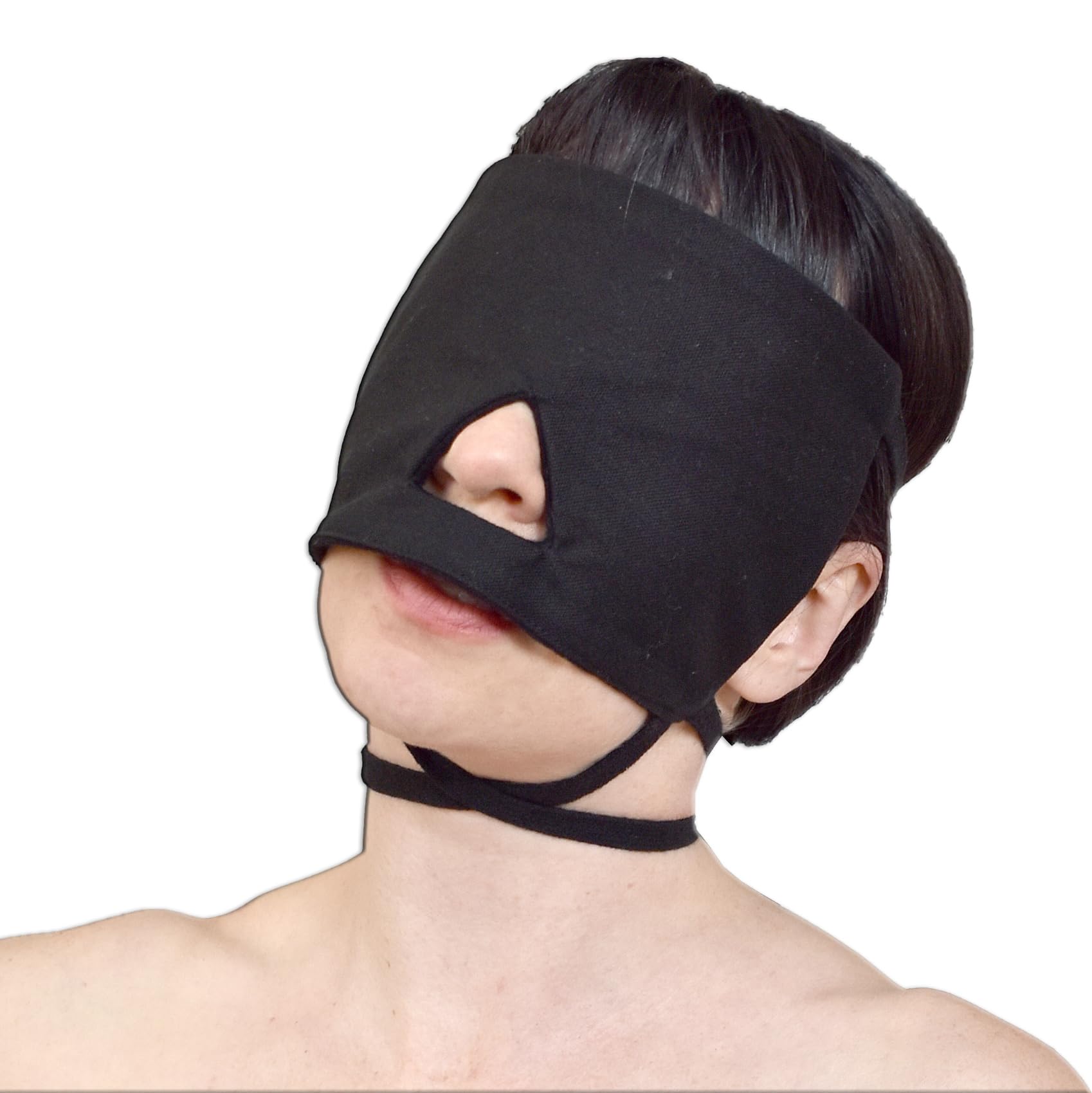 Benda BDSM in cotone – maschera opaca per gli occhi, gioco di ruolo clinico, bondage & giochi fetish, 3 cinghie regolabili