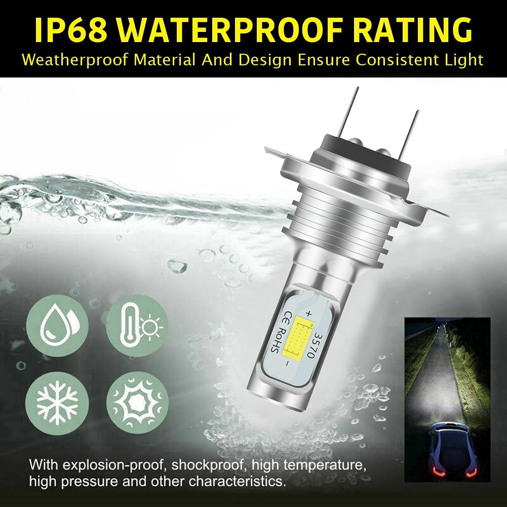 Kit Phares LED H7 Angel Eyes 80W 10000LM 6000K Blanc - IP68, Pour Voiture, Phare Antibrouillard