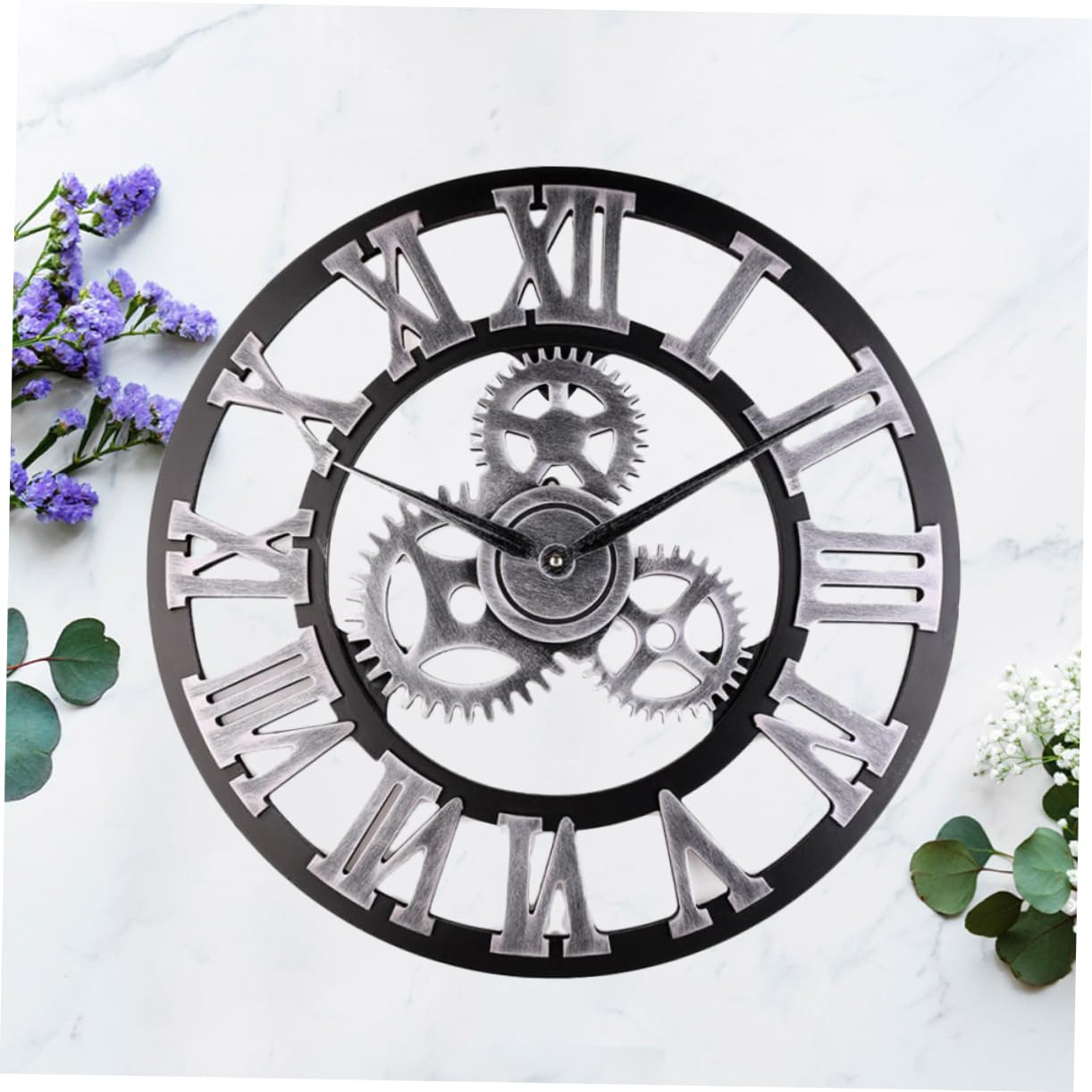 Cabilock Retro Wanduhr mit Zahnradmotiv 34cm im Industriestil