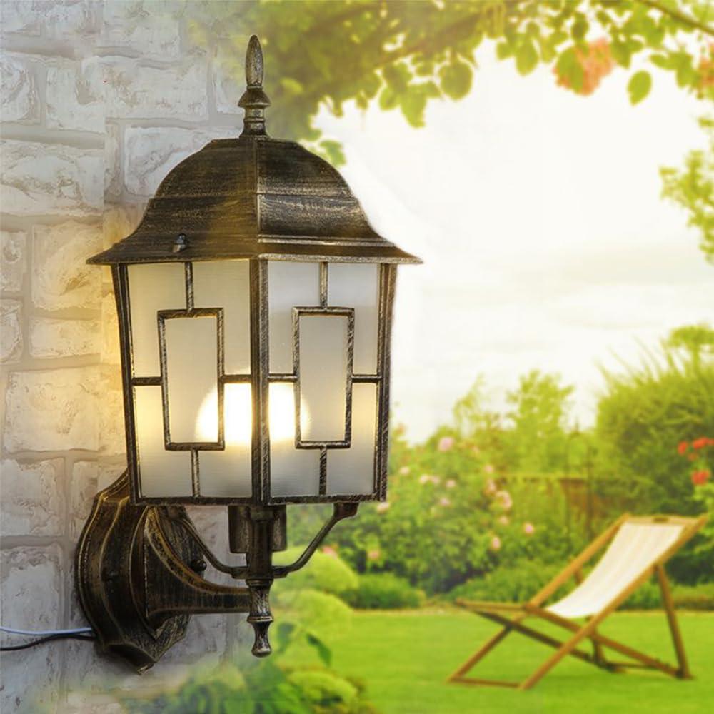 Mengjay Retro Rustic Outdoor Wall Lights Traditional Vintage Light,Waterproof Aluminium Garden Wall Lights E27, Wall Lamp Lantern for Garden, Patio, Balcony,Garage (D)