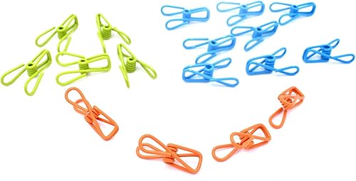 Miniatura 3 de Paquete de 30 pinzas de metal para ropa, multiusos, de colores, clips de alambre de acero, soportes en cesta para línea de ropa, sellado de bolsas