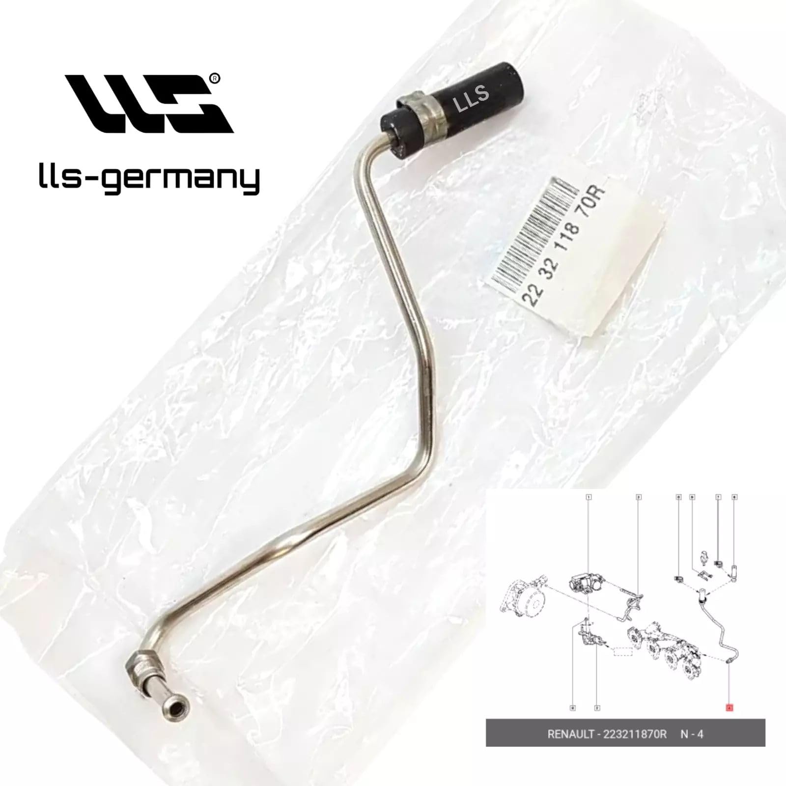 LLS-GERMANY Cable de presión diferencial compatible con Captur I, Clio IV, Duster, Fluence, Kadjar, Kangoo, Symbol, Thalia III, Talisman, 1.5 dCi, 223211870R, 223216385R, 6071420104,