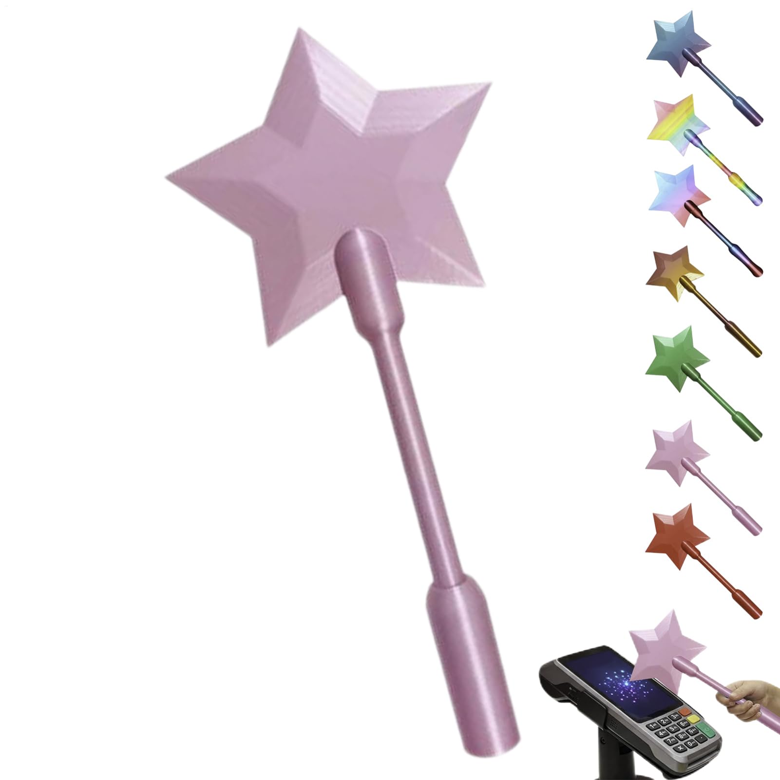 Star Credit Card Wand, 3D Printed Taps To Pay Wand, Magic Wands Contactless Payment Cards Holder, Kids Magics Wands Cosplay Props, Multifunctional Payment Stick For Shopping(pink) — image 1