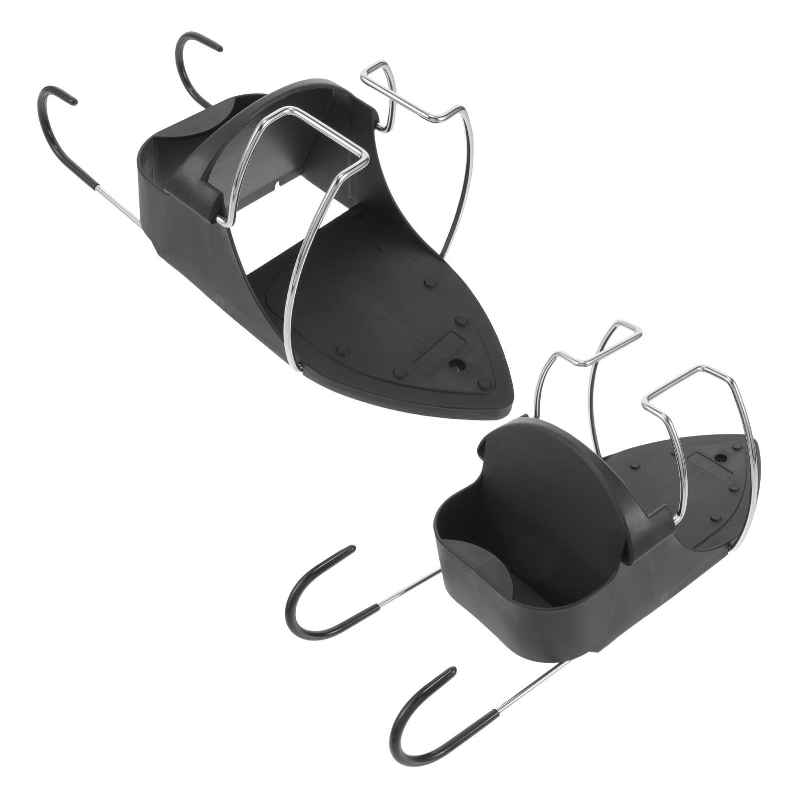NUOBESTY 2 Pièces Support pour Fer à Repasser Noir Résistant la Chaleur en Fil Chromé, Gain de Place pour Buanderies et Usage Domestique, Dimensions 36x15,5x13 Cm