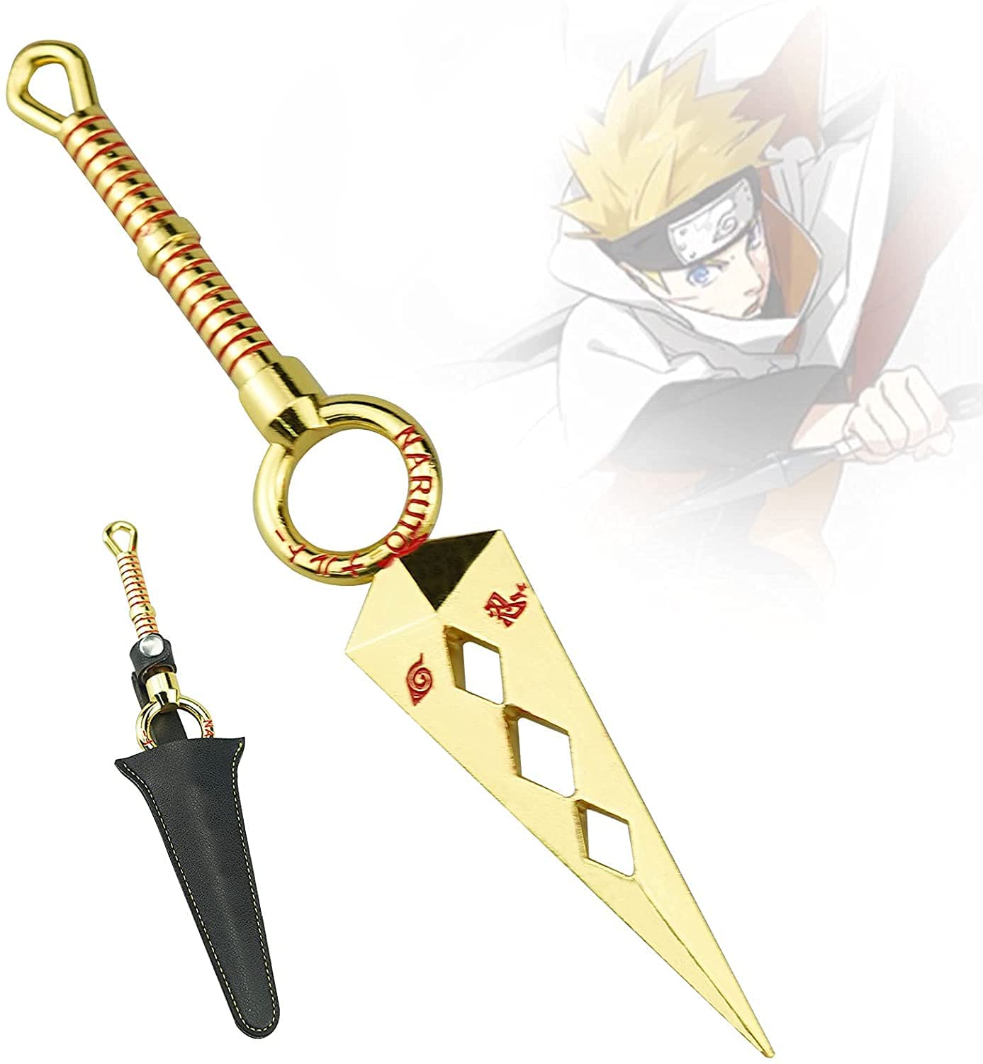 ONED 8.66 inch Ninja Minato Kunai Real Metal Props Collection, Kunai Ninja Props Leaf Village Headband Cosplay Set.