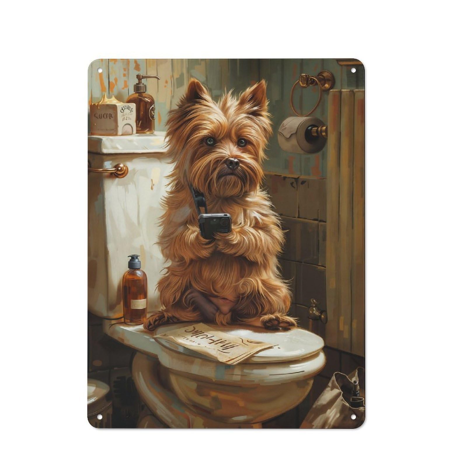 Junmoney Pooping Schnauzer Retro Metal Sign 40X30cm For Living Room Or Hallway, For Updating Living Room And Hallway After Moving