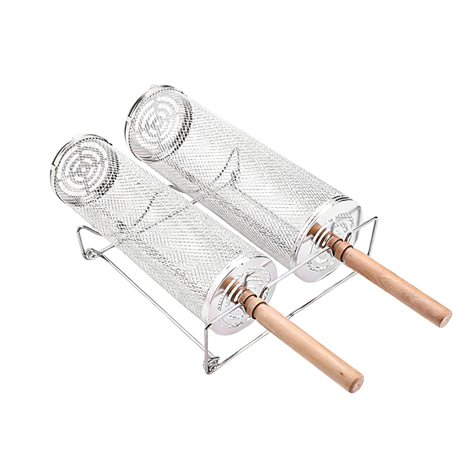 Cesta giratoria para parrilla con diseño apilable antiadherente para mariscos