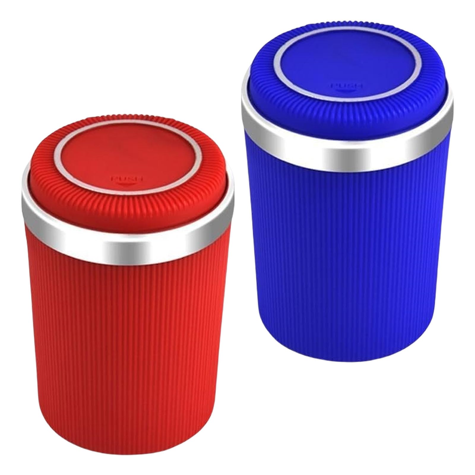 2pcs Car Cup Holder Mount Ashtray with Lid and LED Light Extinguishing Ashtray Flame Retardant Portable Car