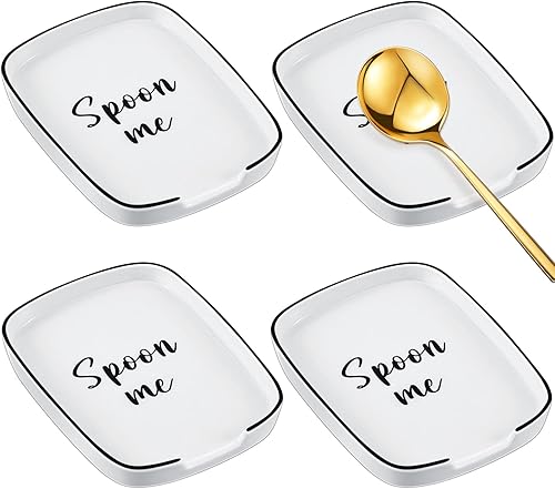 Irenare 4 soportes de cuchara de cerámica para encimera de cocina, soporte para estufa, utensilios de cocina, apto para lavavajillas, soporte para