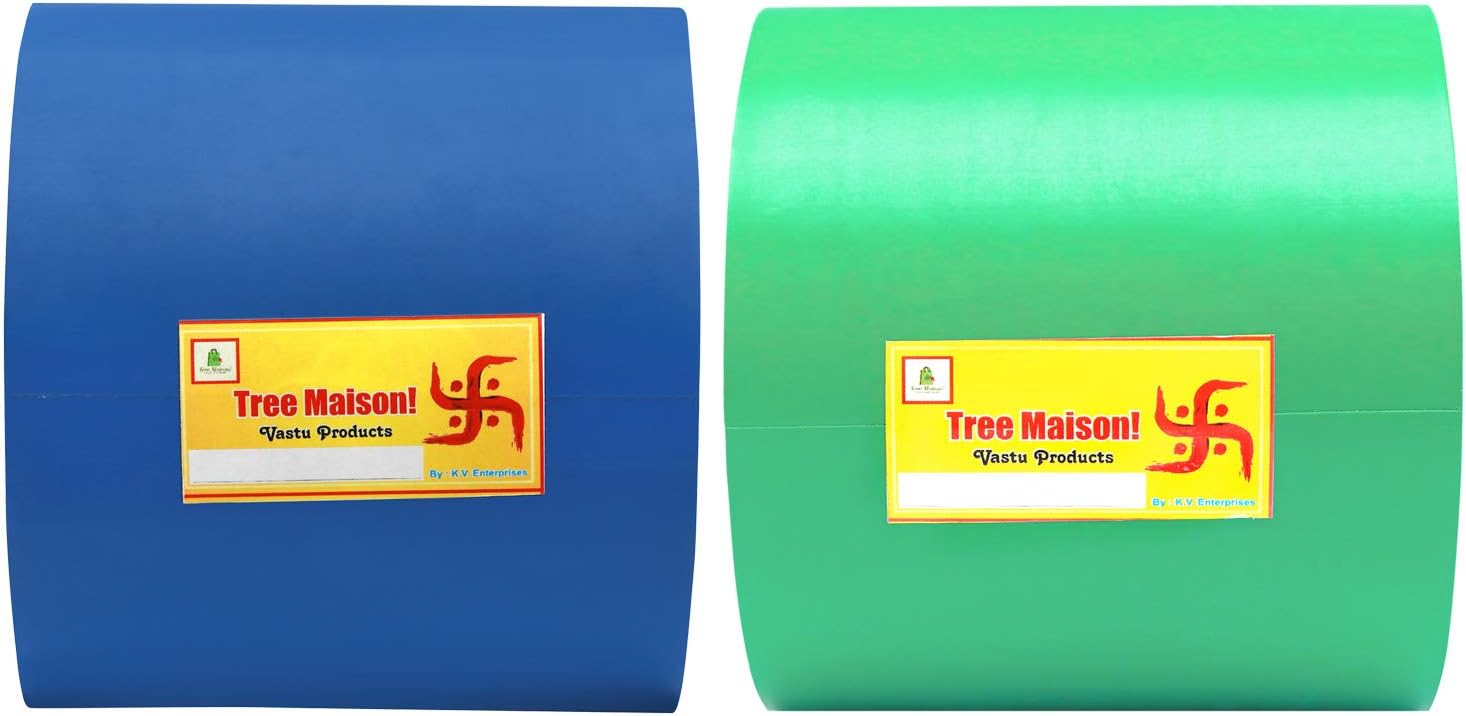 TREEMAISON Tree Maison Coronating Homes Tape For Vastu Dosh/Mirror Tape/Remedy For Bathroom Andtoilet Entrance/Combo Of Blue-Green Colors (20 Mtrs Length And 4 Inch Width Approx.)