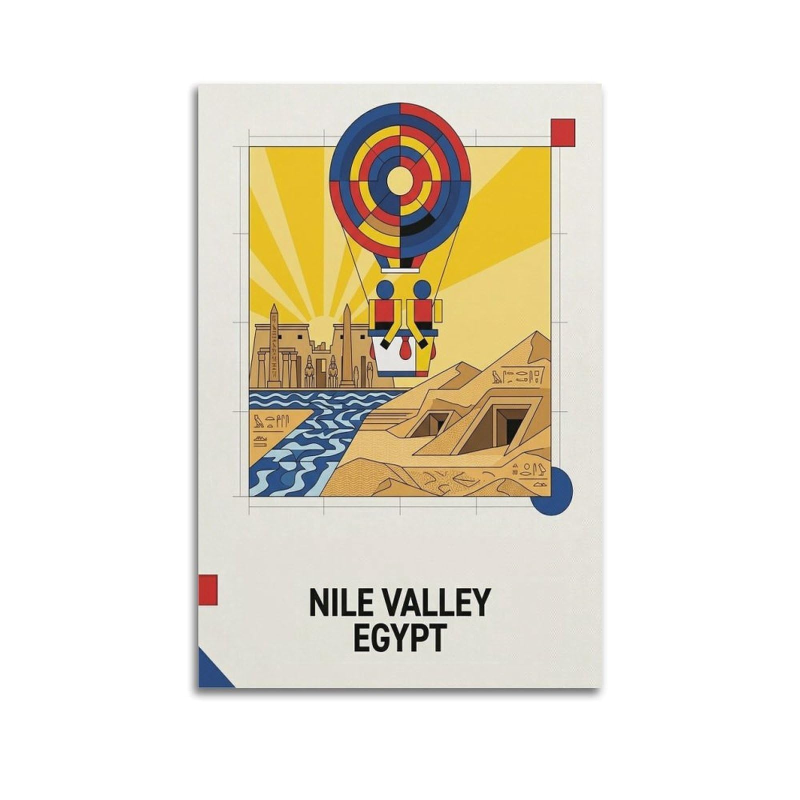 XKUGA Bauhaus Style Egypt Nile Valley Travel Poster Modern Decorative Canvas Prints - Ideal Wall Art for Family, Man Cave, Game Room, Boys & Girls Bedroom 20x30inch(50x75cm)