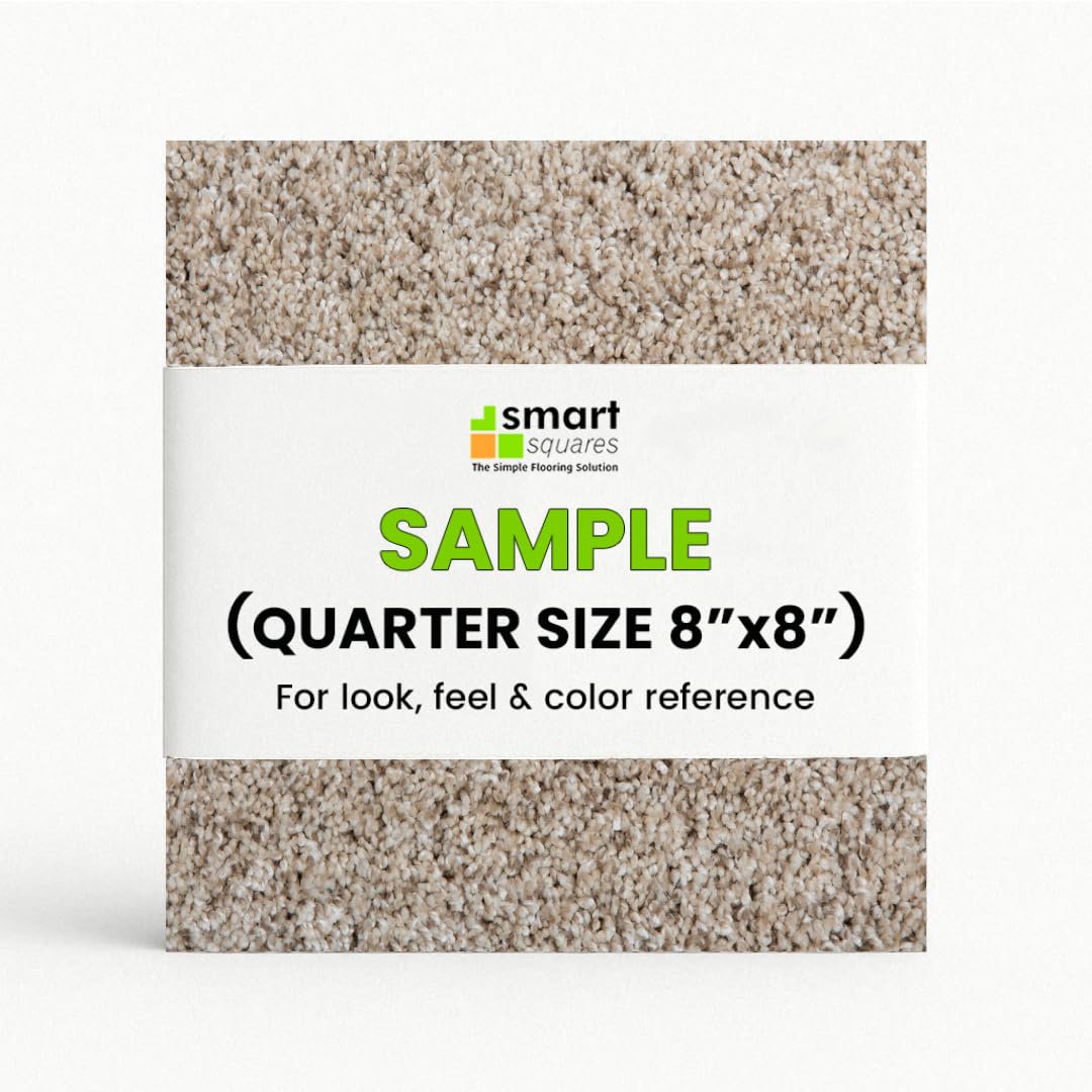 Smart Squares The Simple Flooring Solution 720 Oxford Smart Squares Easy Street Premium Plush Carpet Tiles, Made In Usa – 8X8 Peel And Stick Floor Tiles With Attached Padding – Seamless Diy Carpet Squares (0.44 Sq Ft, Sample, )