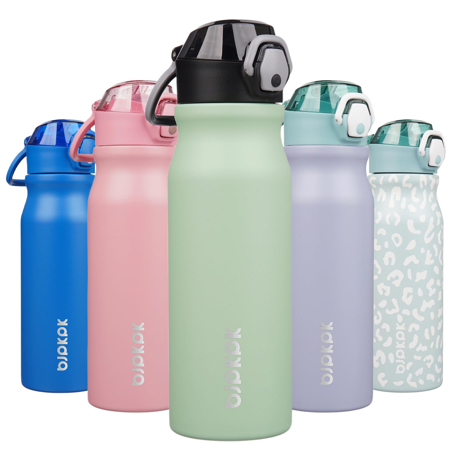 BJPKPK 25 oz Insulated Water Bottle, Straw, Handle, Stainless Steel Flask