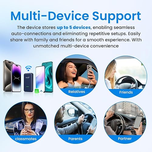Miniatura 5 de CarlinKit Adaptador inalámbrico CarPlay 4.0, dongle inalámbrico Android Auto para automóviles CarPlay con cable OEM, actualización OTA 2025-2 en 1,5