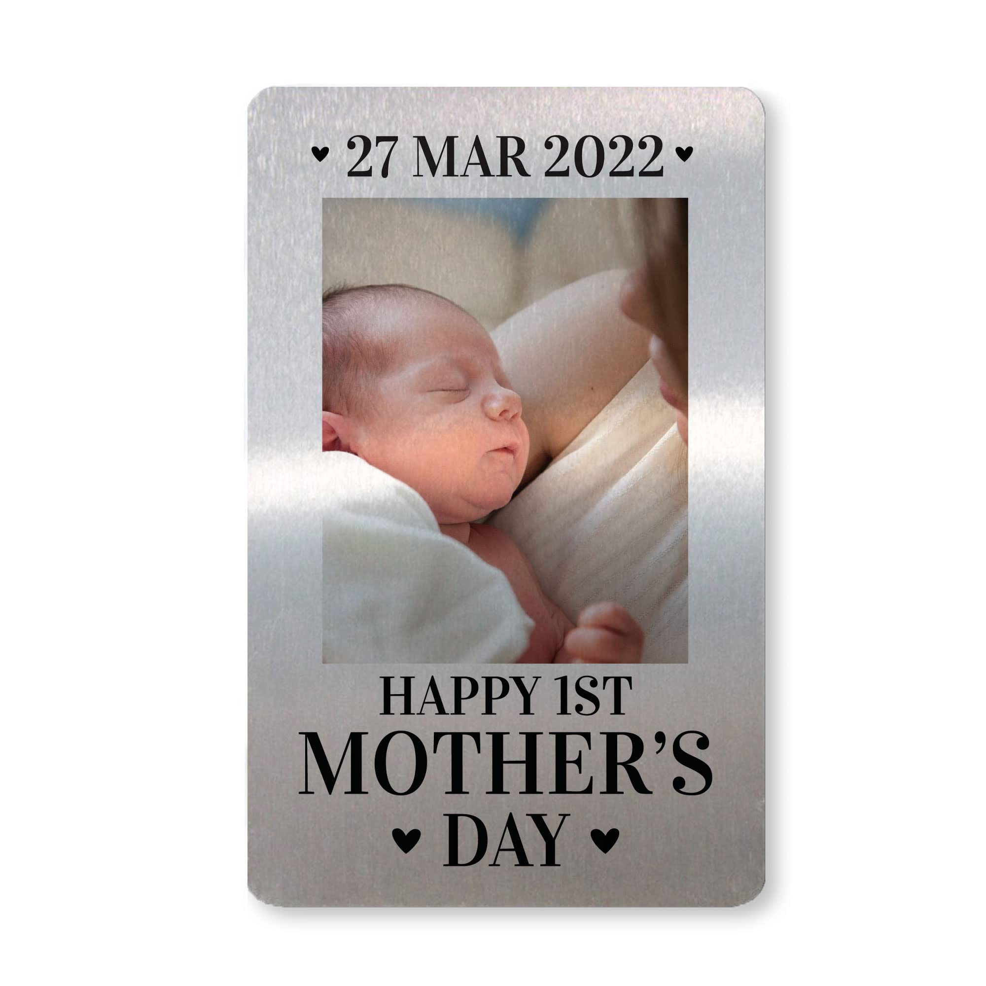 1st Mothers Day Gift Photo Metal Card Personalised Gift From Daughter Son Keepsake