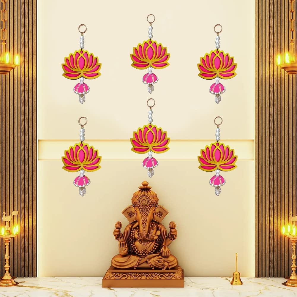 PD Craftozone Pichwai Painting Pine MDF Cutouts,Art and Craft kit for Adults,Lotus Cutouts, MDF Cutouts for Art and Craft.Diwali Decor,Wall Hanging Decor (with Golden Lotus),Engineered Wood 2