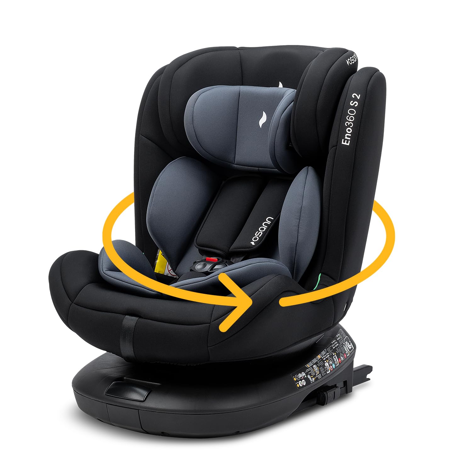 Osann Eno360 S 2 360 Grad drehbarer Kindersitz i-Size Reboarder mit Isofix 40-150 cm Nero