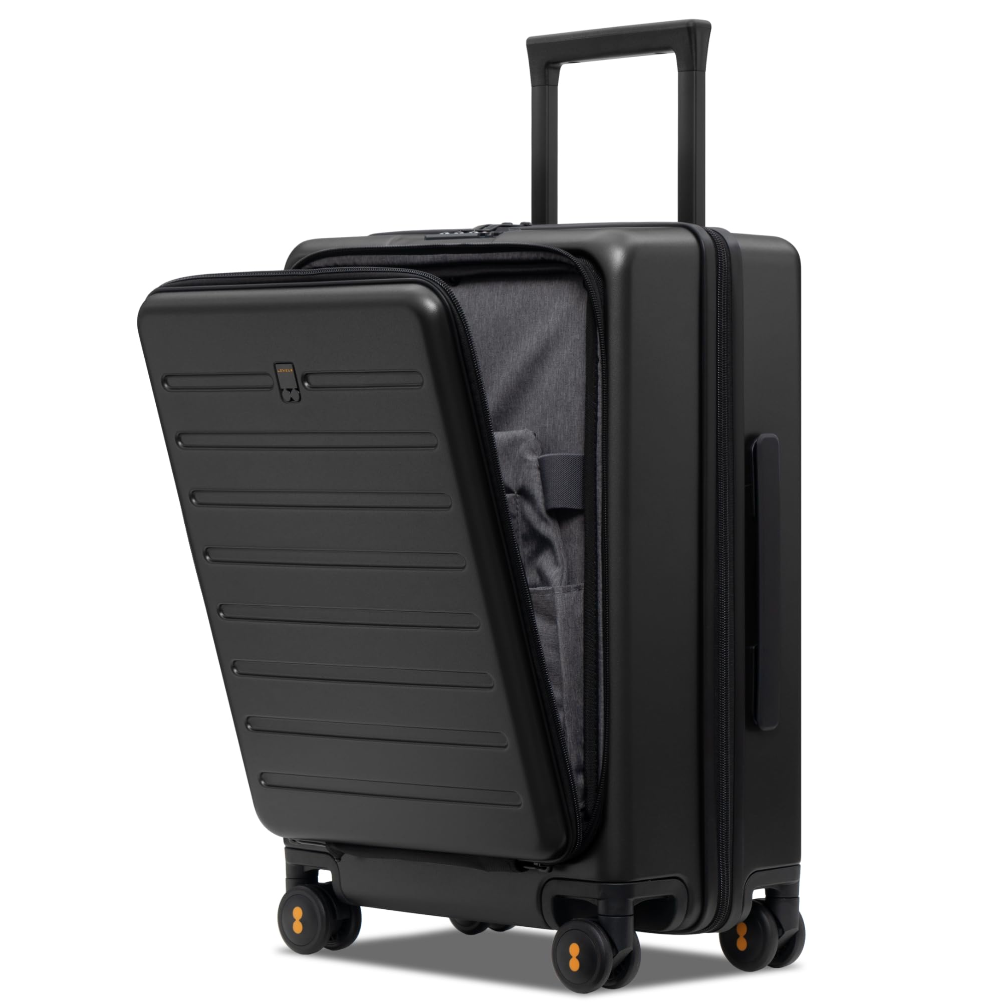 LEVEL8 Koffer Trolley mit Laptopfach, Handgepäck Koffer Leicht Reisekoffer mit TSA 4 Spinner Rollen TSA