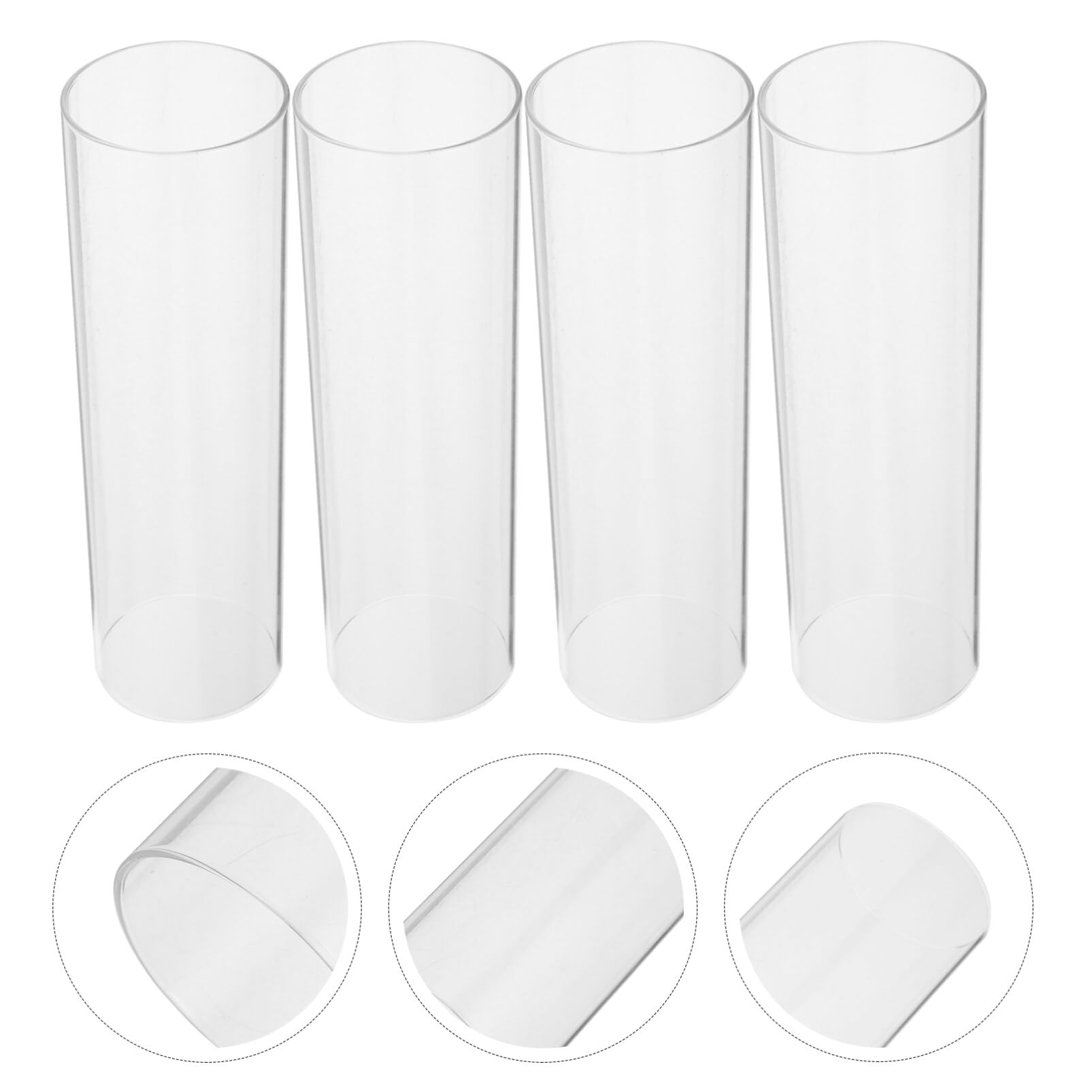Transparenter Kerzenschirm aus Glas, Zylinderförmig, 4 Stück