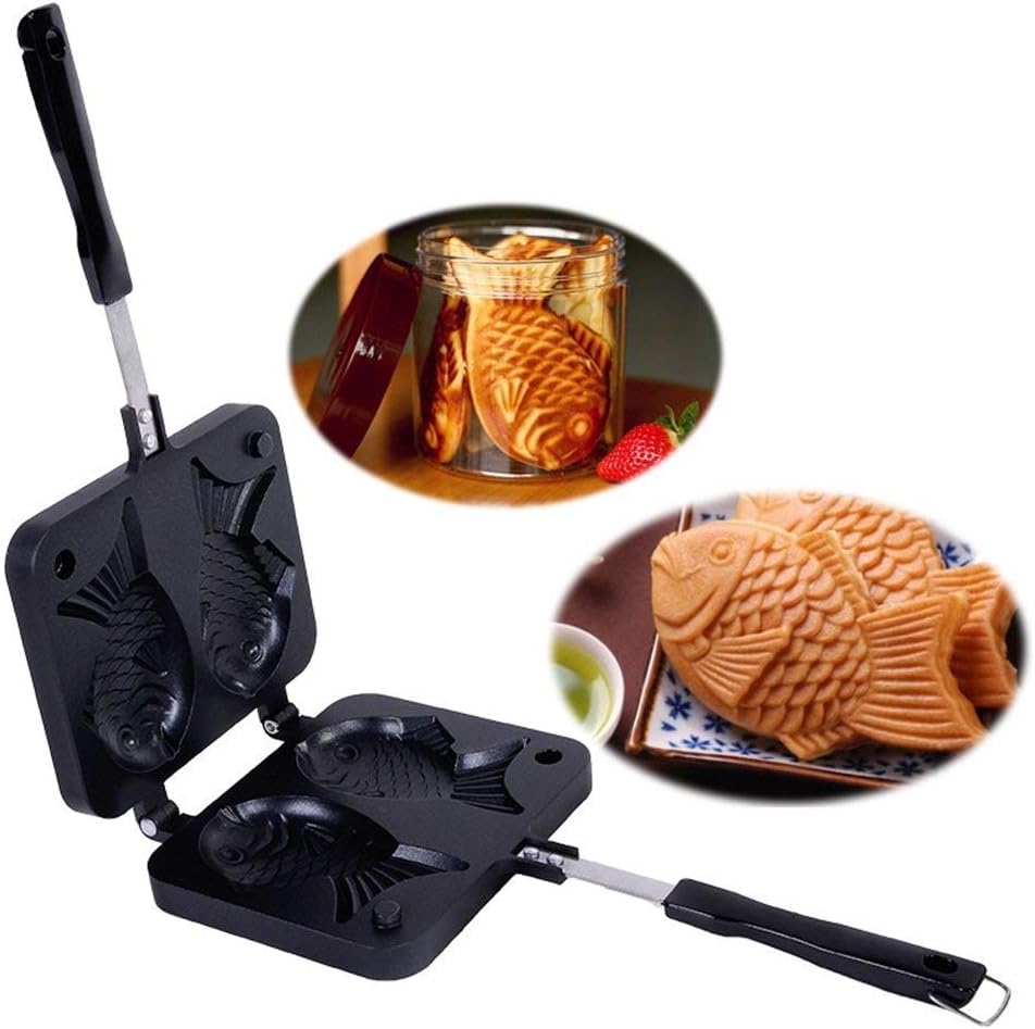 Yosoo Japanese Double Pan, Nonstick Fish-Shaped Pancake Waffle Maker Egg Bubble Pan Aluminum Alloy Baking Plate for Home Kitchen Use (Fish-Shaped Waffle Maker)