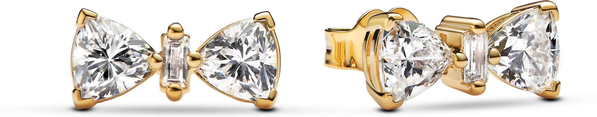 Pandora Gold Crystal Bow Stud Earrings