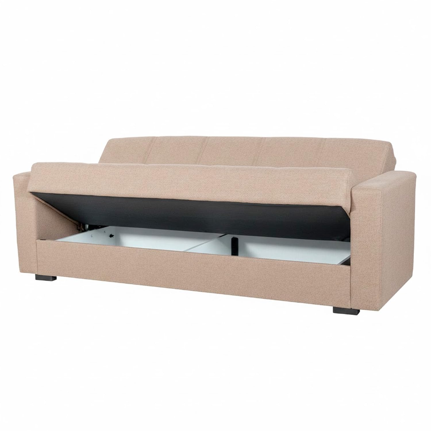Arreditaly Divano Letto 3 Posti Con Contenitore Moderno Salvaspazio Con Meccanismo Click-Clack E Imbottitura A Molle Design Moderno Ideale Per Soggiorno Salotto Ufficio (Beige, 3)