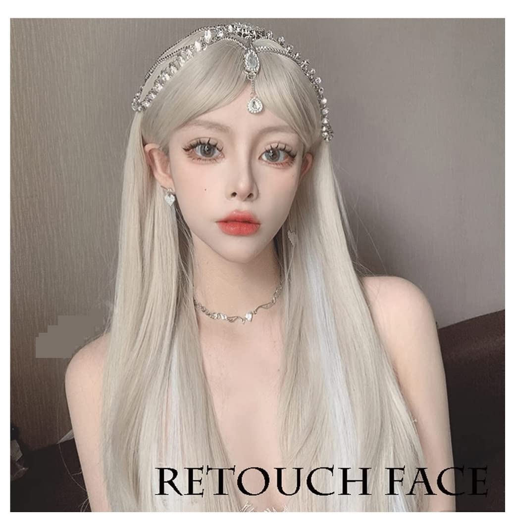 Amazon.co.jp: ウィッグ 女性ウィッグ ホワイト Glonde ロング