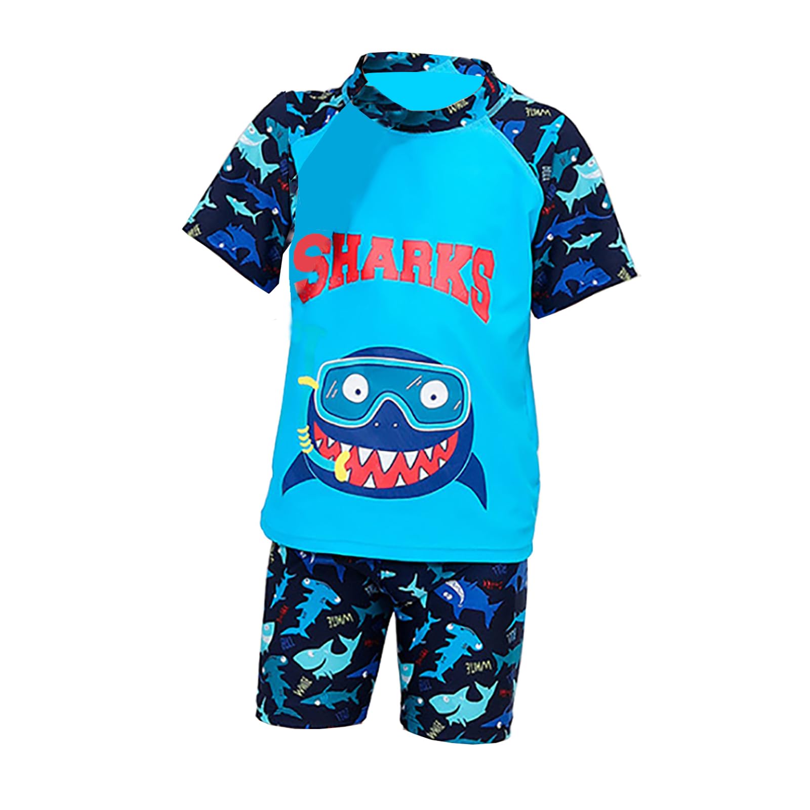 Dwuczęściowy kostium kąpielowy dla chłopców, kostium kąpielowy, UV, dinozaury, rekin, odzież plażowa, szorty kąpielowe, zestaw