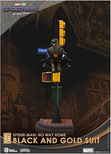 Beast Kingdom Spider-Man: No Way Home: Estatua de diorama DS-102 D-Stage en negro y dorado, multicolor