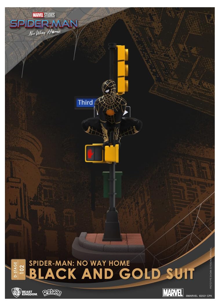 Beast Kingdom - Spider-Man No Way Home DS-102 Black & Gold Suit 6 Statue, Multicolor