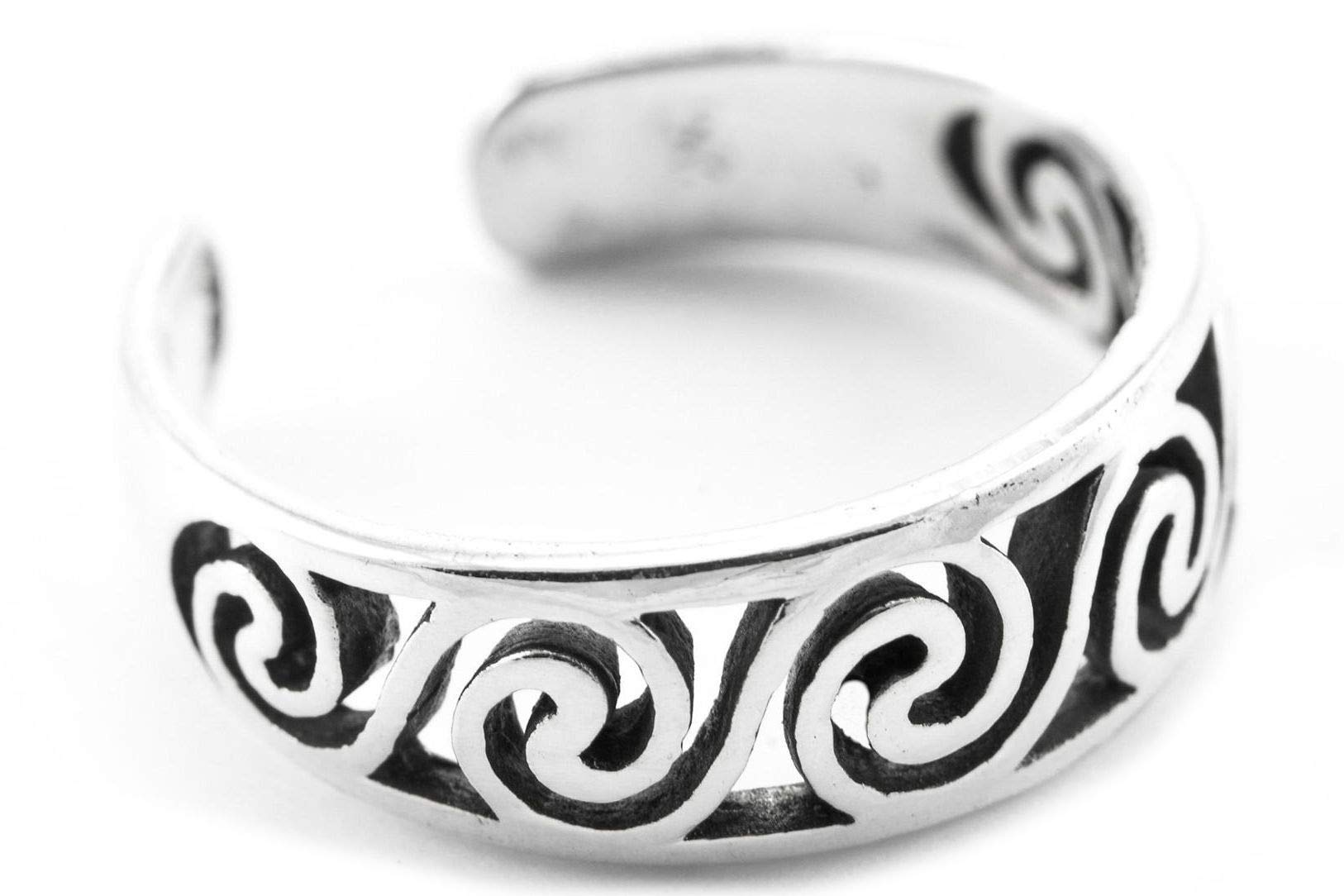 Windalf Damen Zehen-Ring Spiral 6 mm Lebens Spirale Bohemia 925 Sterling-Silber