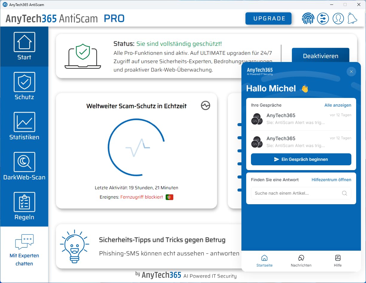 AnyTech365 AntiScam Pro | Kompatibel mit Windows| 1Gerät | 1 Jahr | Setzen Sie sich vor Betrug zur Wehr | Aktivierungscode per E-Mail [software_key_card]