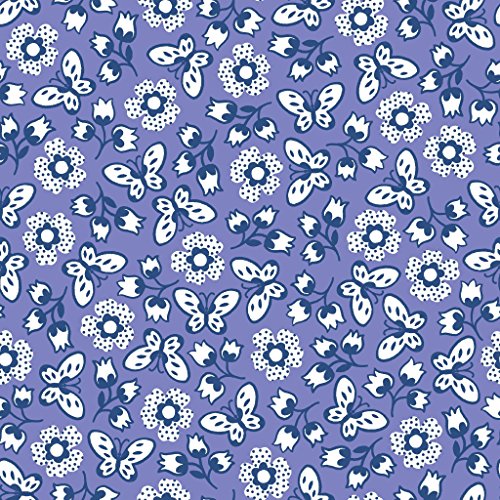 Stitch & Sparkle Fabrics, Vintage Mix & Match, Butterfly Lapis Cotton Fabrics, Quilt, Crafts, Sewing, Cut by The Yard, 44 Inches (SSVM016)