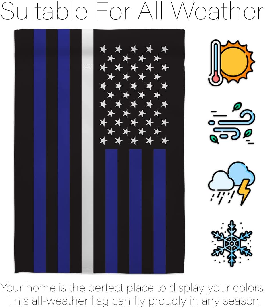 US Thin White Line House Flag - Dowel Set Armed Forces EMT Paramedic EMS Nurse Emergency Medical Technician Supoort - Decoration Banner Small Garden Yard Gift Double-Sided Made in USA 28 X 40