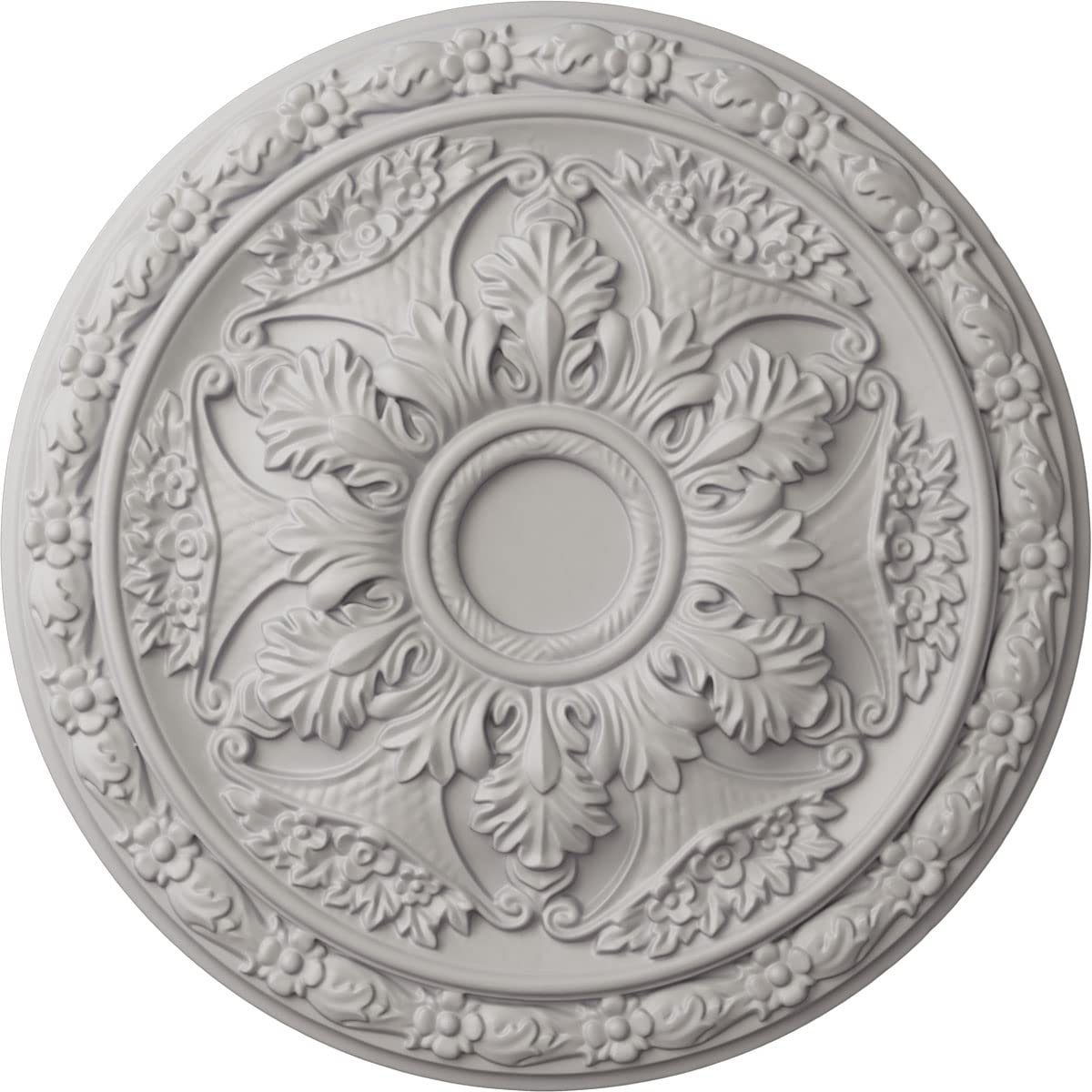 Ekena Millwork CM20BLUWF Baile Ceiling Medallion, 20"OD x 1 5/8"P (Fits Canopies up to 3 1/4"), Hand-Painted Ultra Pure White