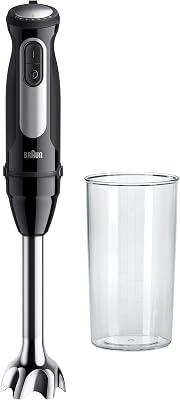Braun MultiQuick Pro 5 MQ 55001 M, Hand Blender with PowerBell Plus Technology, 25 Speed Wheel+Turbo, Easy Click System Plus, Blender with Ergonomic Handle, Steel Shaft and 600ml Beaker, 1000W, Black