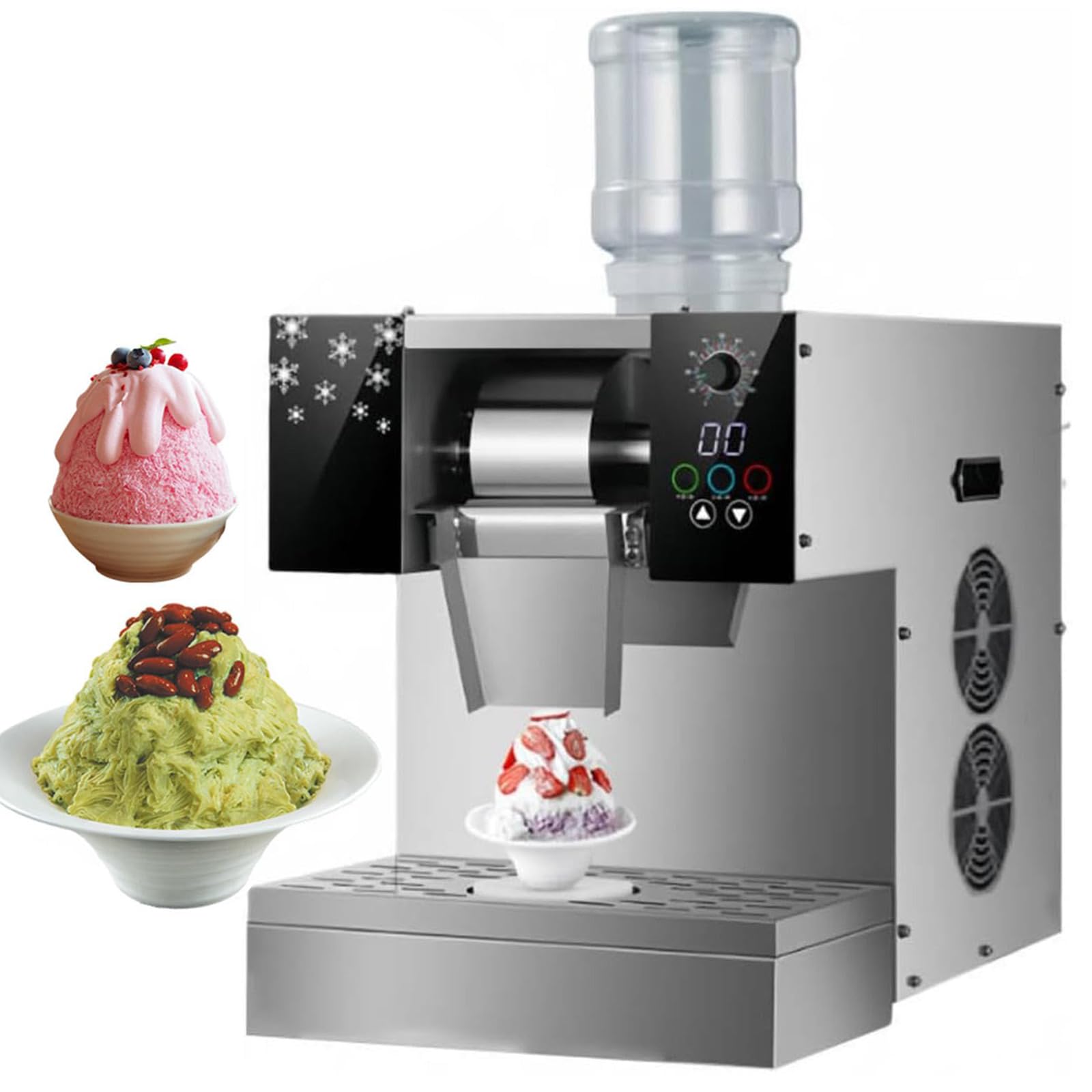 AYCDL Commercial Ice Shaver, 500W Snowflake Ice Maker Machine, 198lb/day Air Cooling Shaver Snow Cone Machine