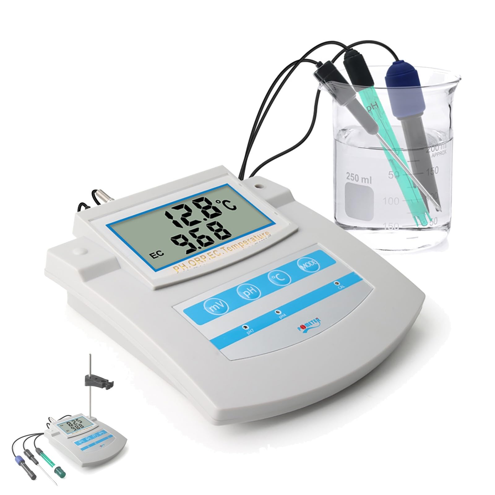 Cyfrowy tester jakości wody z wyświetlaczem LCD, mierzy pH ORP TDS EC CF temperatury, funkcja zapisywania danych, do użytku w laboratorium w basenie akwarium