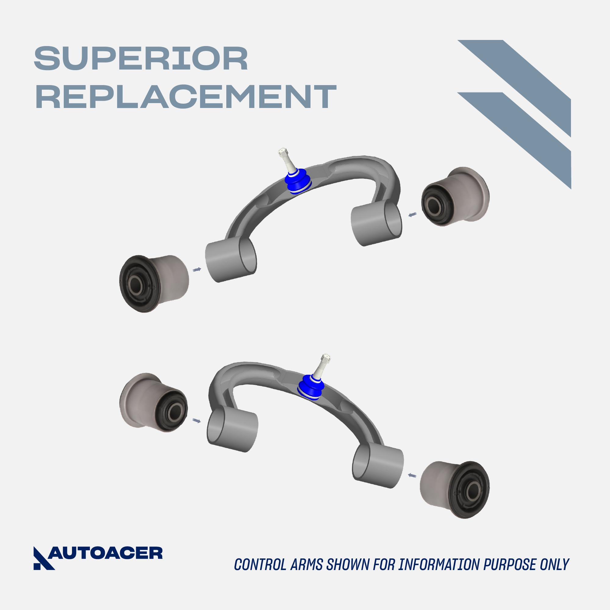AUTOACER - 8 piece Complete Front Upper & Lower Control Arm
